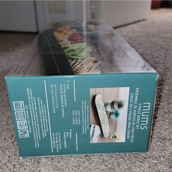 Baum Mums 5-Piece Ceramic Stoneware Serve Set • 1 Tray 4 Bowls • New - Picture 14 of 16